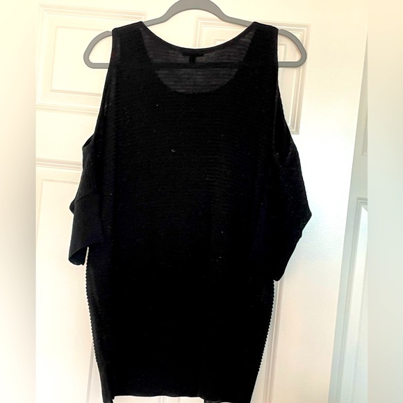Apt. 9 Tops - Black Short Sleeve Black Sparkle Blouse Cold Shoulder Reveal Apt 9 Large NWT